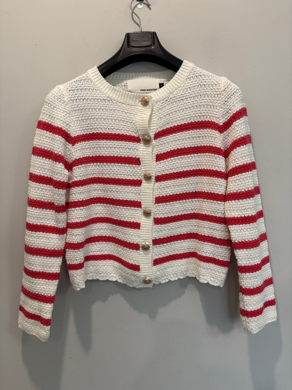 Pink Martini Red & White Striped Button-Front LadyLike Cardigan size small - Picture 5 of 13